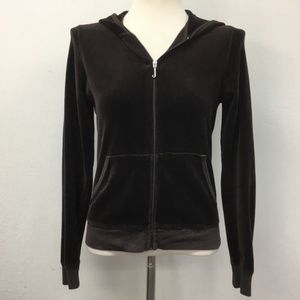 Juicy Couture Hooded Hoodie Dark Brown Velour